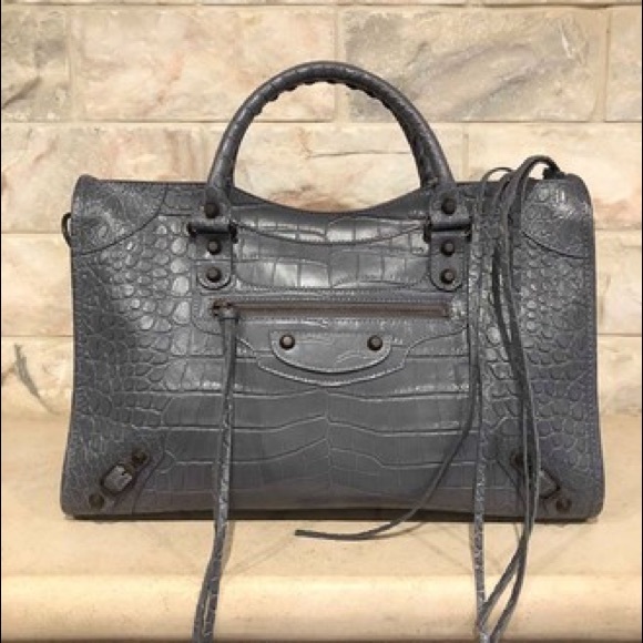 grey croc bag